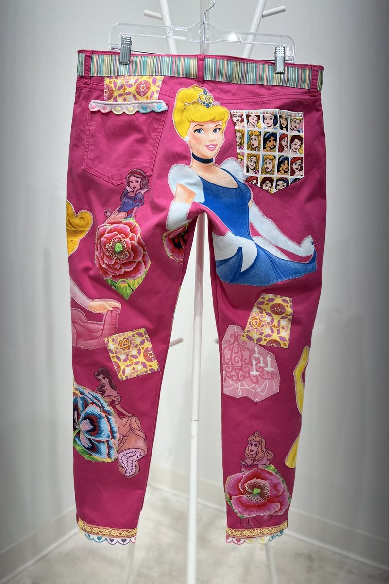 Pink princess tshirt patchwork collage pants