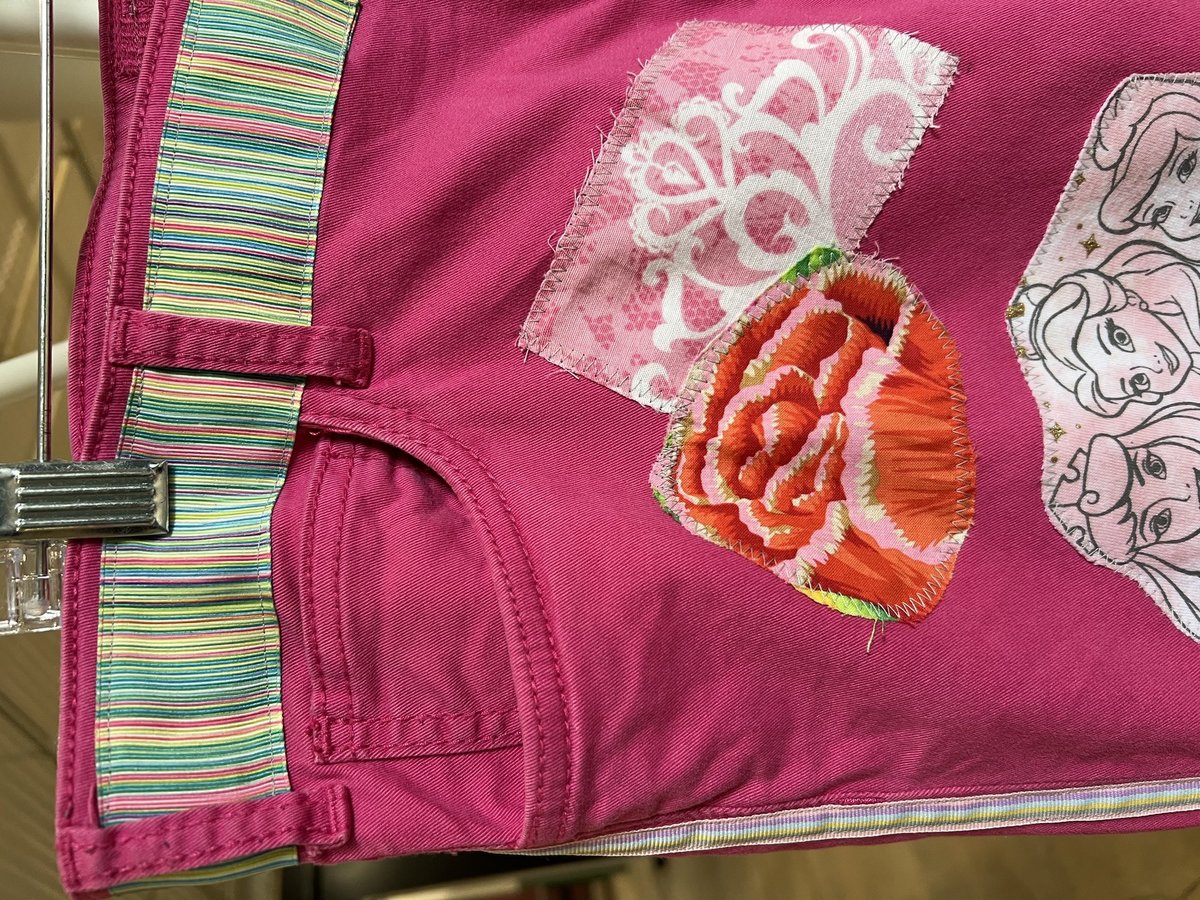 Pink princess tshirt patchwork collage pants