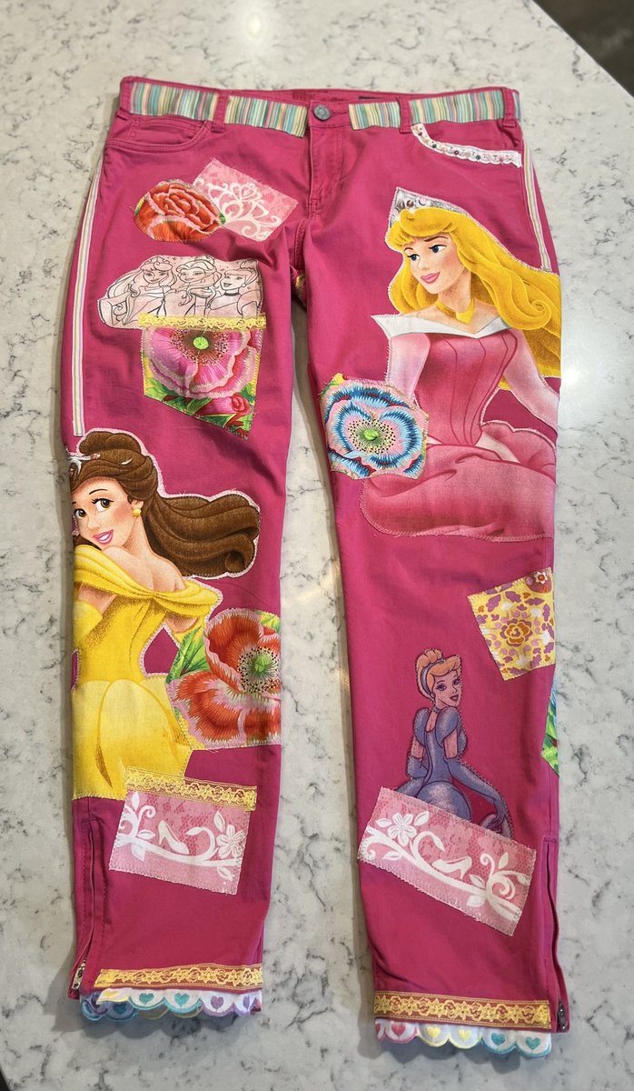 Pink princess tshirt patchwork collage pants