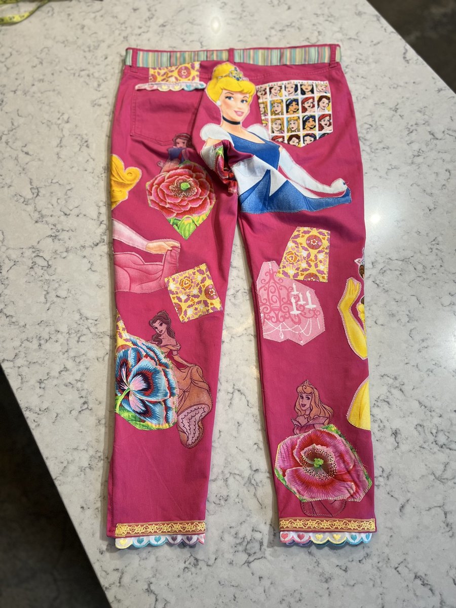 Pink princess tshirt patchwork collage pants