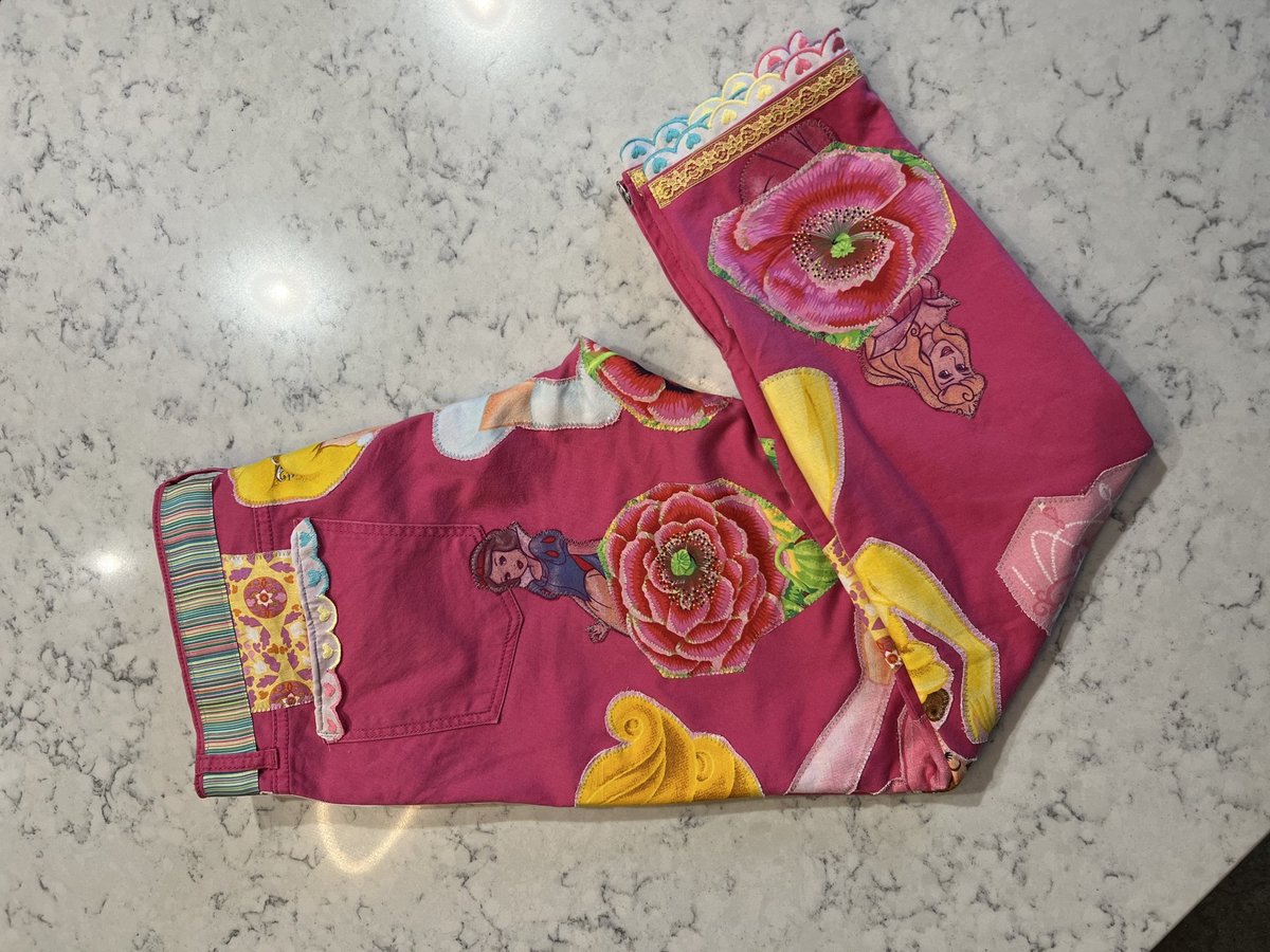 Pink princess tshirt patchwork collage pants