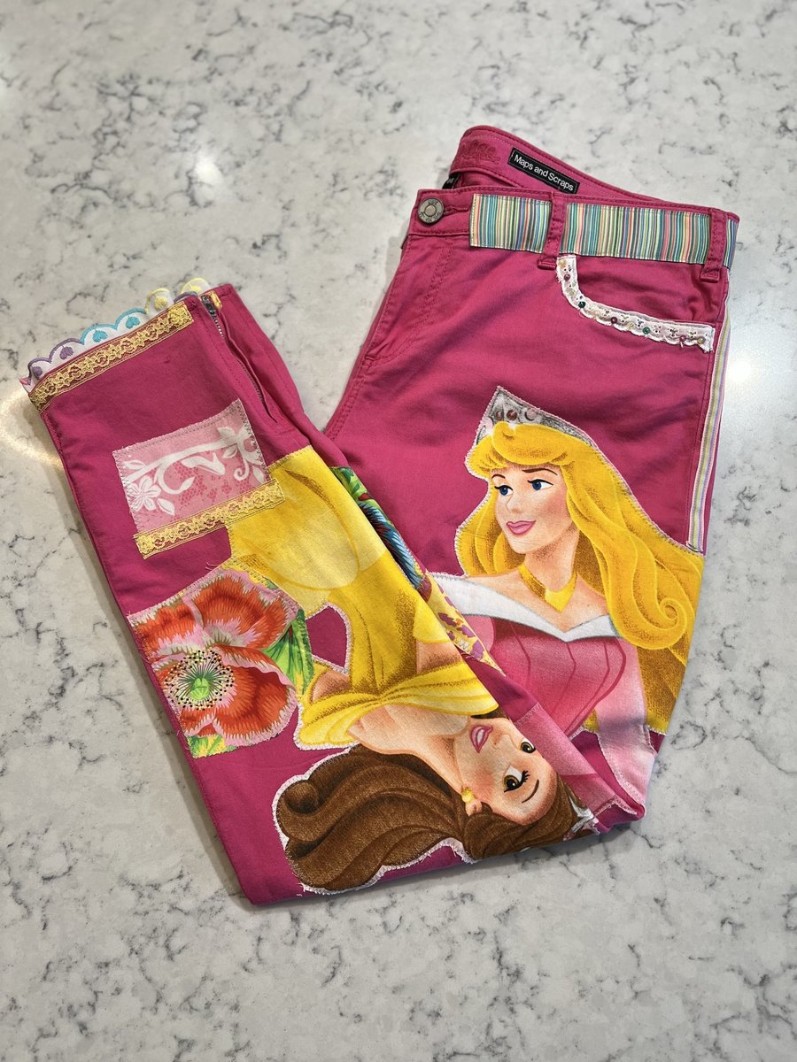 Pink princess tshirt patchwork collage pants