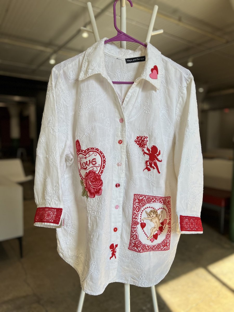 Cupid patchwork upcycled jacket white