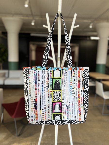 Bright animal selvedge market bag