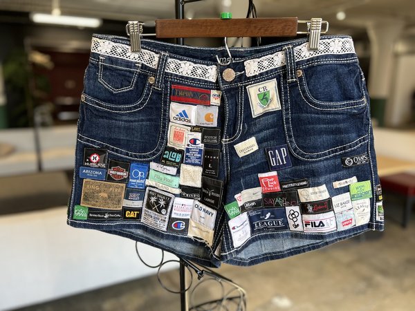 Upcycled label shorts 